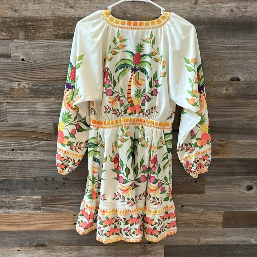 NWOT Sunday Up Yellow Green Dolce Vita Italy Lemon Printed Abstract Dress Small - Picture 6 of 9